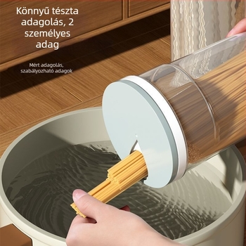 Tészta- és gabonatároló, élelmiszer-minőségű műanyag, légmentesen záró tartály