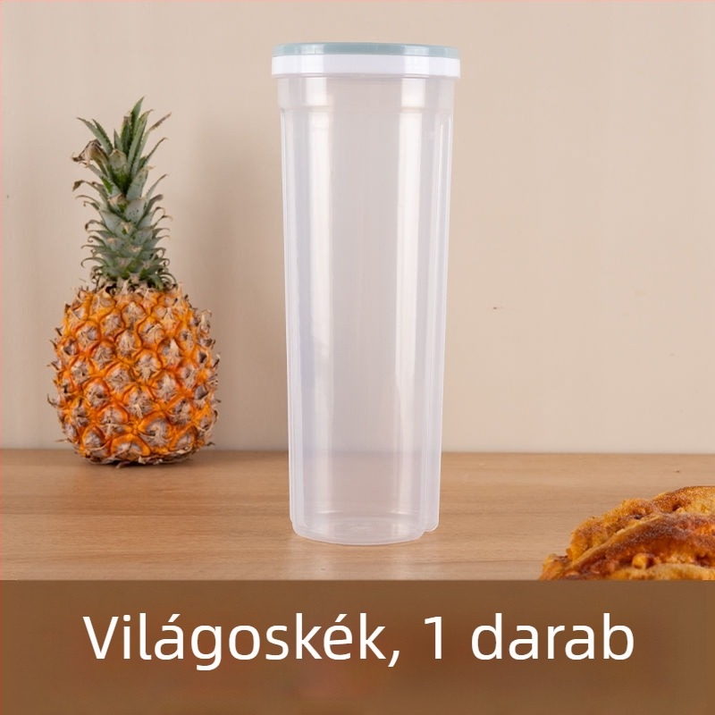 Tészta- és gabonatároló, élelmiszer-minőségű műanyag, légmentesen záró tartály