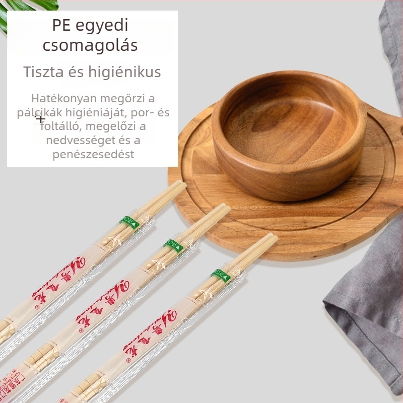 Egyszer használatos bambuszból készült evőpálcikák kerek tálhoz, ikerpálcikák, higiénikus konyhai kiegészítők