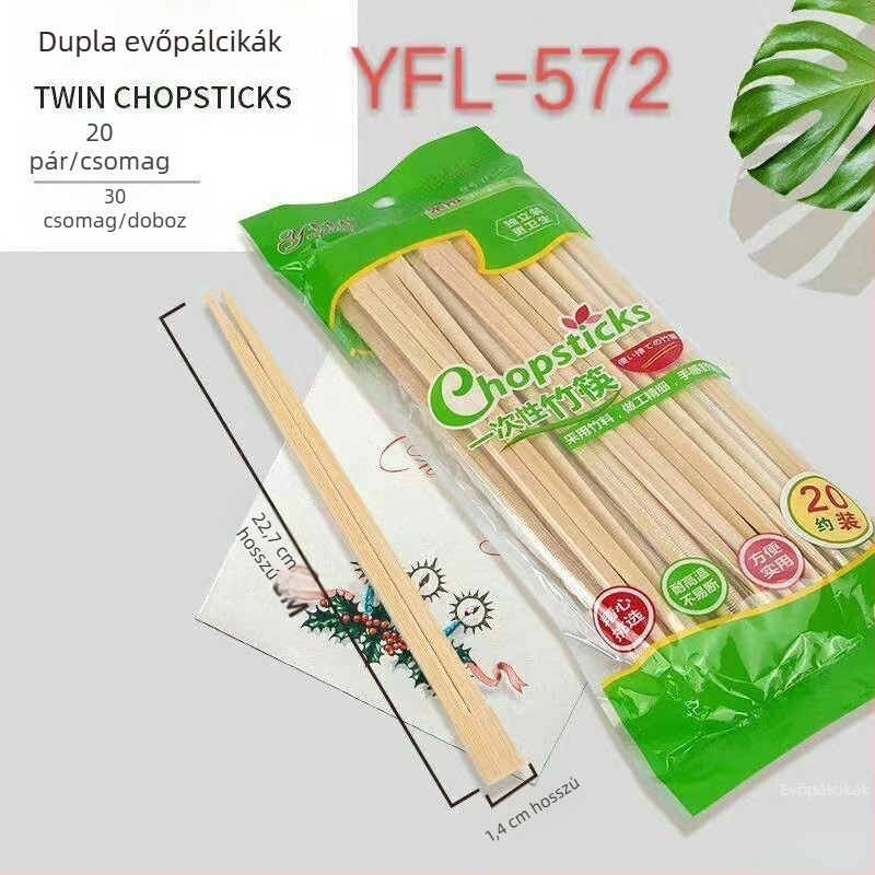 Egyszer használatos bambuszból készült evőpálcikák kerek tálhoz, ikerpálcikák, higiénikus konyhai kiegészítők