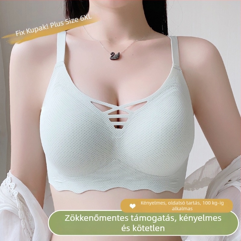 Plusz méretű, varrás nélküli melltartó, 3/4 formázott kosarakkal, vékony formázott kosár, összegző hatás, sportos hátsó rész, nylon