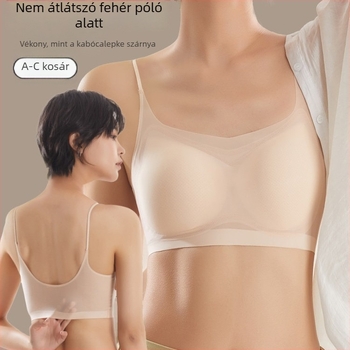 Vékony vállpántos, ultra-vékony, varrás nélküli push-up melltartó kis méretű mellekhez, lélegző hátsó rész, vékony pántok