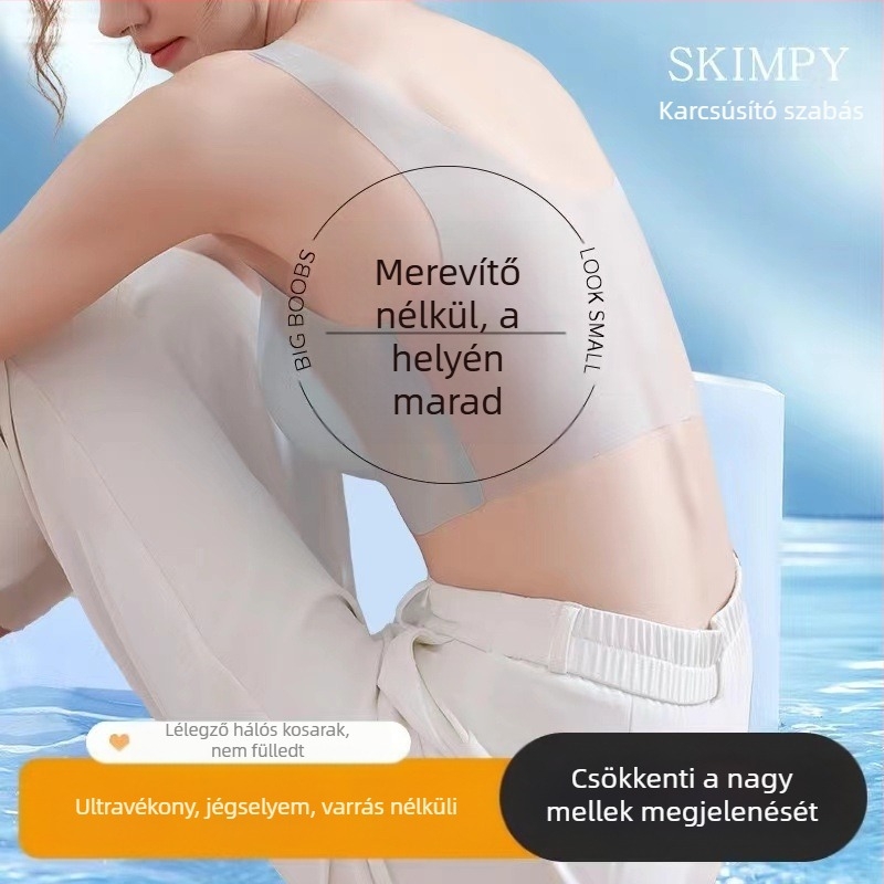 Jégselyem varrat nélküli női melltartó, vékony, drót nélküli, lélegző, mellény-stílusú emelés és anti-sag támogatás