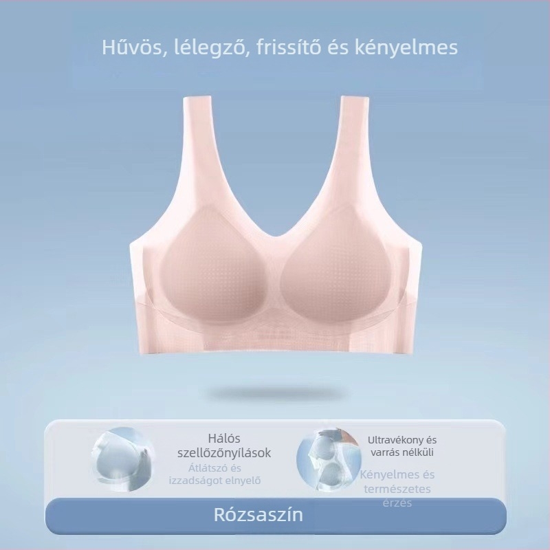 Jégselyem varrat nélküli női melltartó, vékony, drót nélküli, lélegző, mellény-stílusú emelés és anti-sag támogatás