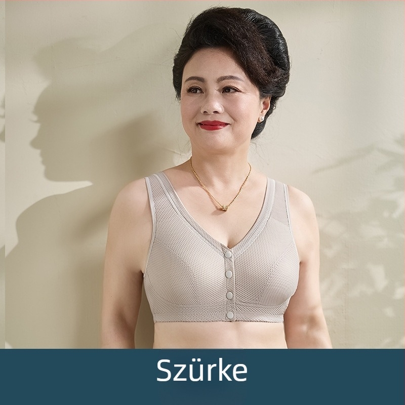 Elöl gombos, merevítő nélküli, ultra vékony, lélegző melltartó középkorú és idős nőknek, kényelmes anti-sagging, vest-stílus