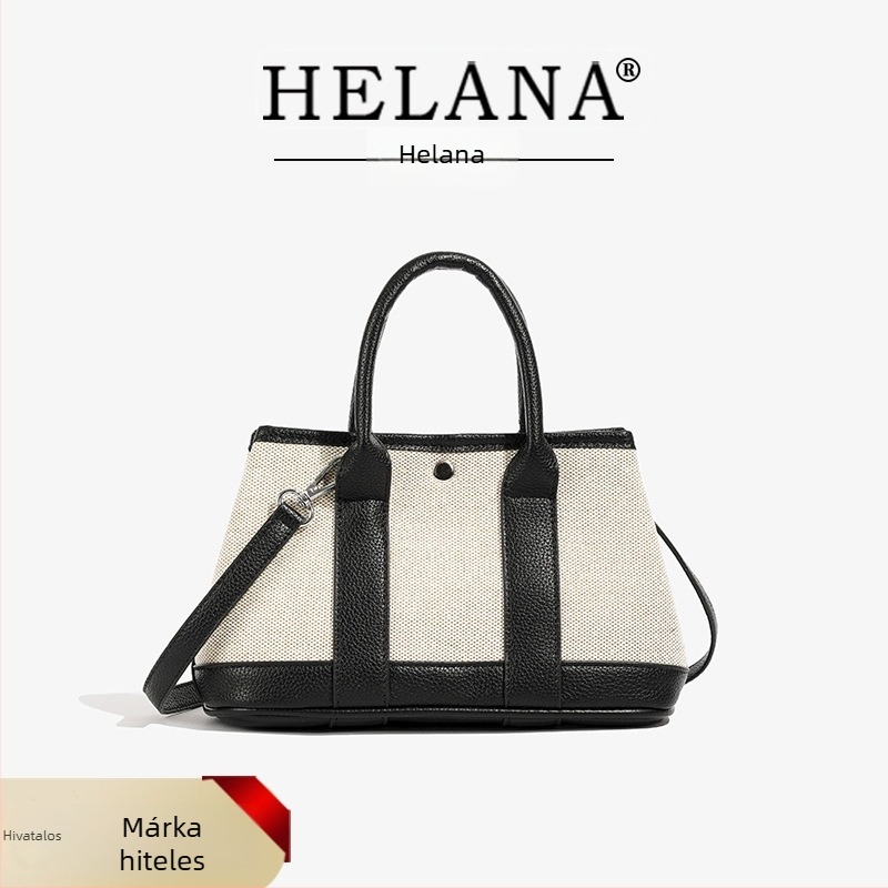 Női vászon patchwork tote táska, elegáns, nagy kapacitású, koreai stílusú