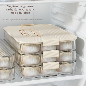 Műanyag dumplings tároló doboz, több rétegű konyhai tároló, élelmiszer-minőségű