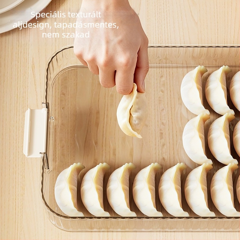 Műanyag dumplings tároló doboz, több rétegű konyhai tároló, élelmiszer-minőségű