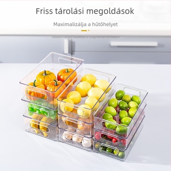 Három darabos készlet hűtőszekrényhez, négyszögletes tárolóedények, élelmiszer-minőségű, zöldségek tárolására, PET konyhai tárolóedények