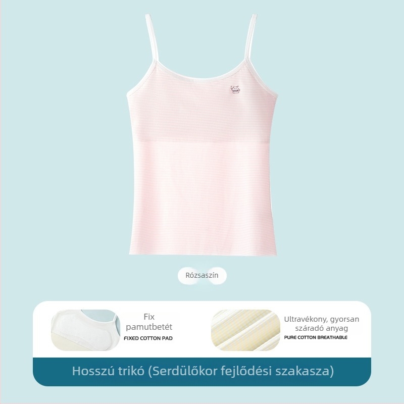 Lányoknak edzőmelltartó és ujjatlan felső a korai fejlődés első szakaszában, 9–14 év