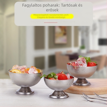 Rozsdamentes acél desszert pohár és kör alakú gyümölcssaláta tál éttermi használatra