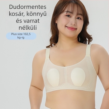 Sima, varrás nélküli melltartó nyúlfül alakú kosarakkal, plusz méret, minimizálja a keblet, nyári vékony modell