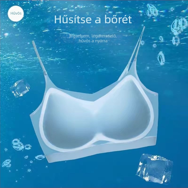 Jégselyem női melltartó, drót nélküli, ultra vékony, kis méret, hűsítő, láthatatlan sportmelltartó hátterével
