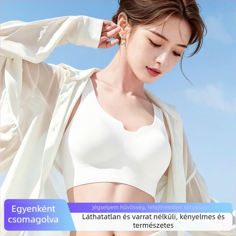 Ice Silk egyszer használatos, seamless melltartó push-up, anti-sag, vékony, nyári sportos vest-stílus, nagy méret