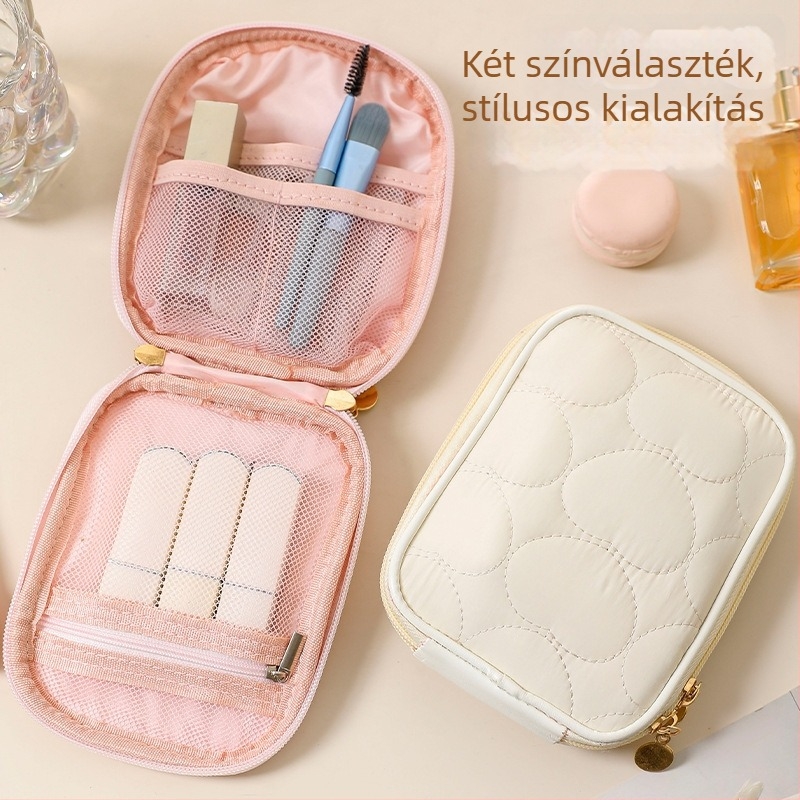 Koreai stílusú rúzs- és kozmetikai táska, minimalist utazó clutch, hordozható mini smink rendező