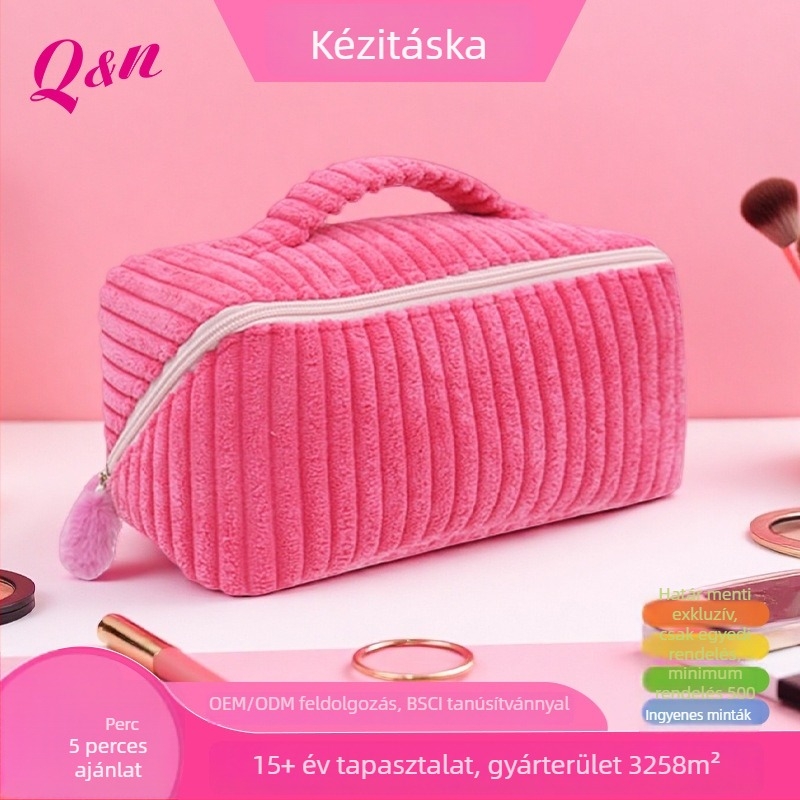 Nagy kapacitású kozmetikai táska mindennapi használatra, hordozható, zipzárral, smink és rúzs tárolására