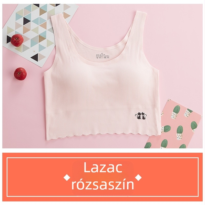 Hosszított pamut melltartó-top lányoknak, 13–18 évesek, drót nélküli, teljes kosár, pamut bélés