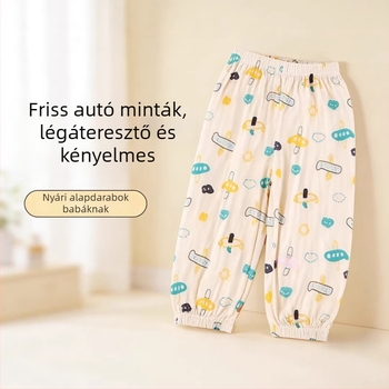 Gyerekeknek szánt szúnyog elleni nyári nadrág, vékony, rajzfilm mintás, lámpás stílusú, bő, légáteresztő, hosszú, uniszex