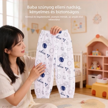 Gyerekeknek szánt szúnyog elleni nyári nadrág, vékony, rajzfilm mintás, lámpás stílusú, bő, légáteresztő, hosszú, uniszex