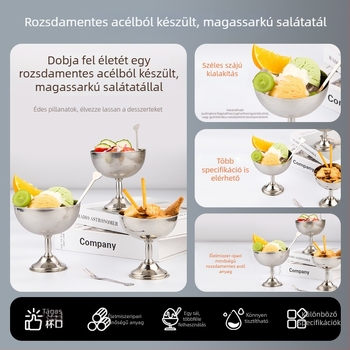 Kreatív rozsdamentes acélból készült saláta- és gyümölcstálak, dekoratív desszerttálak