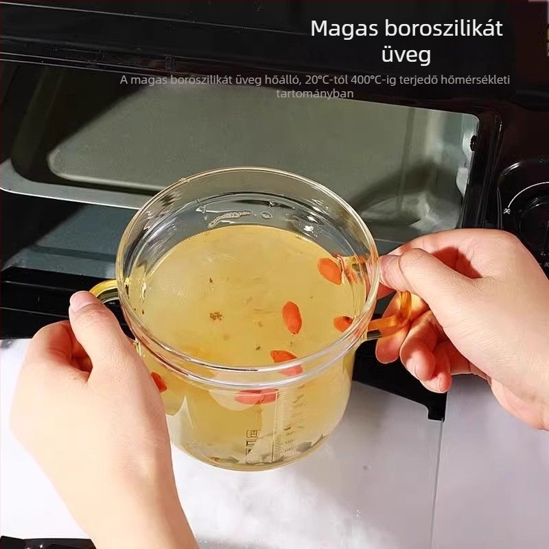 Üvegből készült gőzölő tál tojásos pudinghoz fedővel, kétfülű kivitel, baba desszertekhez, mikrohullámú sütőhöz