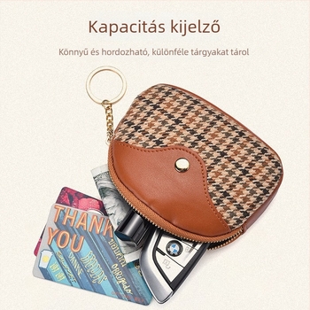 Női mini pénztárca cipzárral, könnyű és kompakt, kulcstartóval és rúzs-tároló résszel