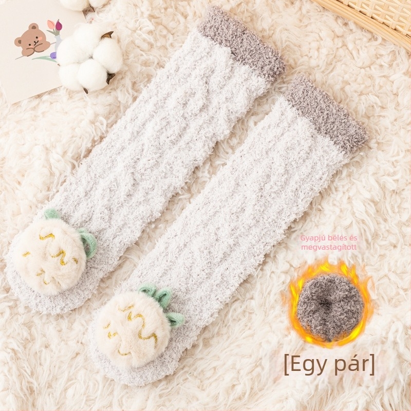 Gyerekeknek téli zokni, béléses korall fleece-sel, térdmagasság, unisex
