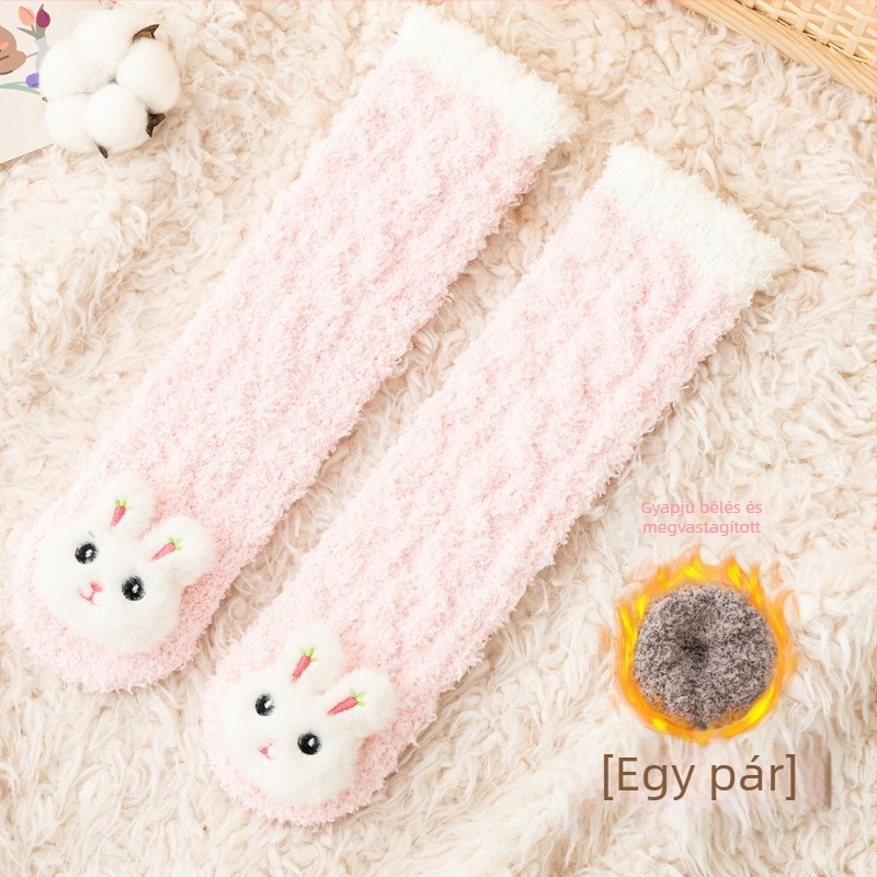 Gyerekeknek téli zokni, béléses korall fleece-sel, térdmagasság, unisex