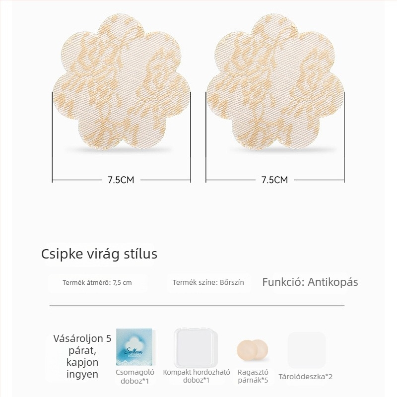Csipkés mellpatch, nyári varrat nélküli, hátpántos dizájn, újrahasználható, diszkrét fedés