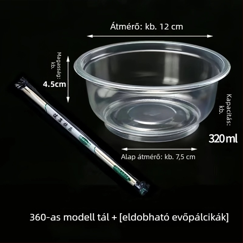 Egyszer használatos, kör alakú műanyag tálak készlet, vastagabb falú, élelmiszer-minőségű, bankettekhez és otthoni használatra.