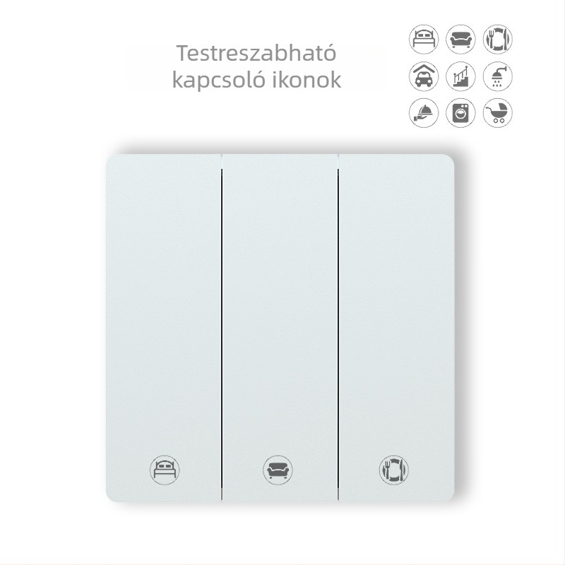 Önellátó, vezeték nélküli világításkapcsoló otthonra, 2/3/4-utas, 433MHz, 86-os típus, fúrás nélküli, öntapadós telepítés