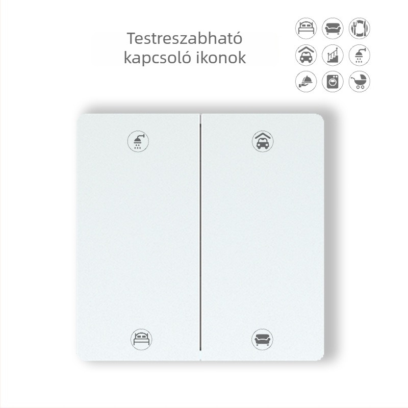 Önellátó, vezeték nélküli világításkapcsoló otthonra, 2/3/4-utas, 433MHz, 86-os típus, fúrás nélküli, öntapadós telepítés