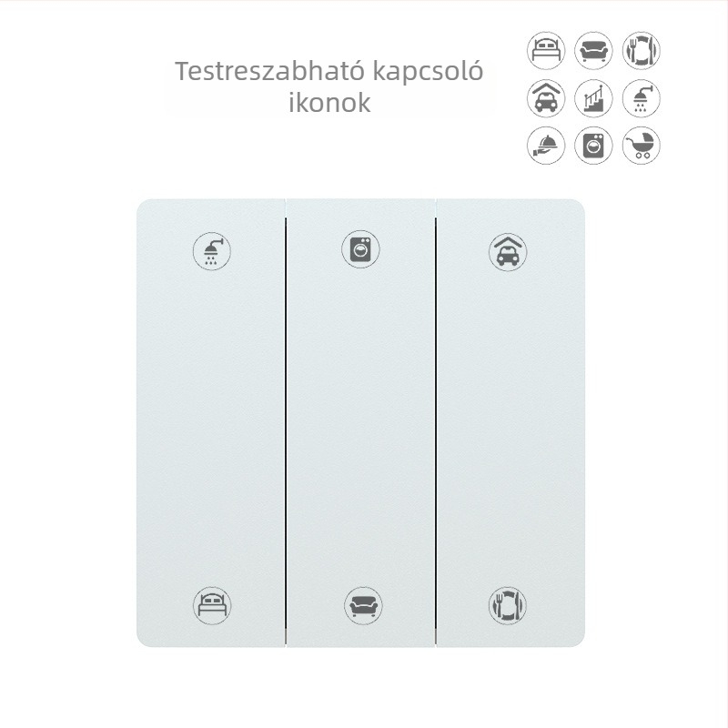 Önellátó, vezeték nélküli világításkapcsoló otthonra, 2/3/4-utas, 433MHz, 86-os típus, fúrás nélküli, öntapadós telepítés