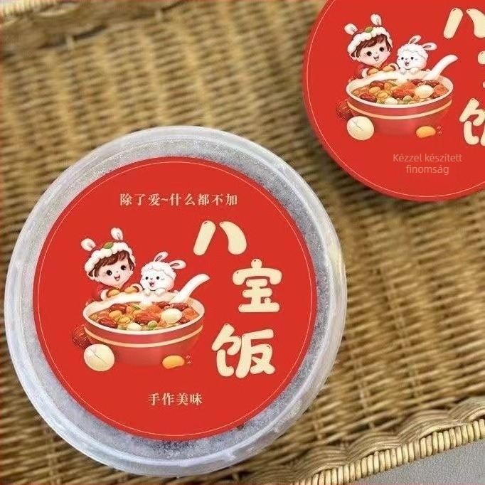 Egyszer használatos kerek ételtároló 650 ml Eight Treasures Rice és Laba Porridge számára, tál elvitelre, vastagított