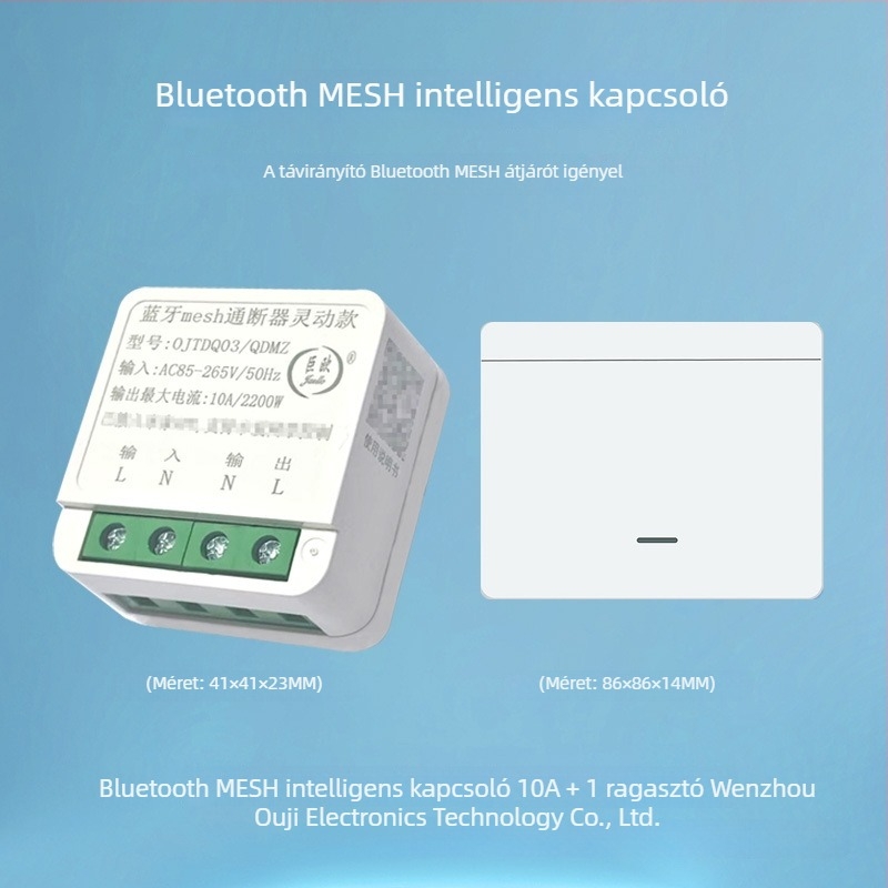 Okos kapcsoló Wi‑Fi közvetlen csatlakozással, időzítővel, Bluetooth Mesh-sel és távoli vezérléssel