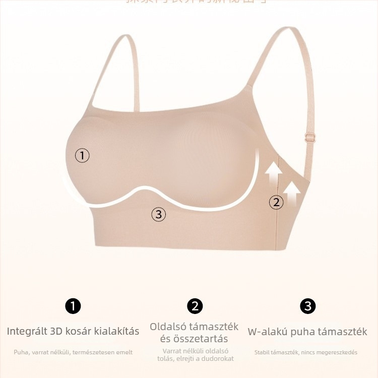 Női varrat nélküli push-up melltartó láthatatlan hatással, anti-sag funkcióval, hátul U-formájú és hátsó zár funkcióval, nyárra