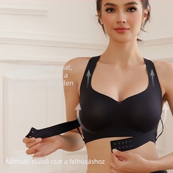Kereszt hátsó varrat nélküli sportmelltartó elöl zárható, Push-Up és testtartás-támogató