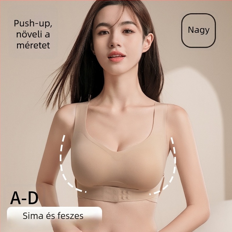 Varrás nélküli, láthatatlan melltartó kismellűeknek push-up effektussal, elől záródó csattal, testtartás-javító és hátsó formázó, nőknek