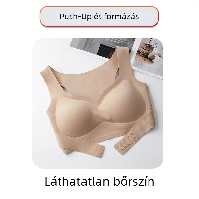 Varrás nélküli, láthatatlan melltartó kismellűeknek push-up effektussal, elől záródó csattal, testtartás-javító és hátsó formázó, nőknek