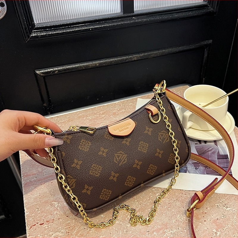 Nyereg alakú táska divatos mintával és lovagi lánccal, Mahjong táska, retró színblokkal, egy vállon átívelő crossbody