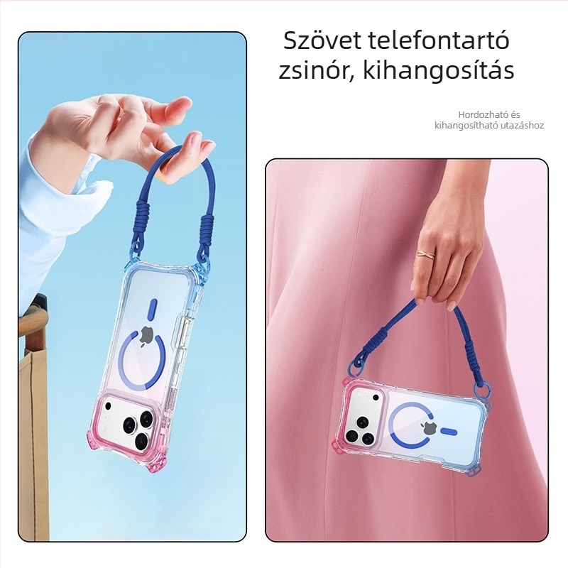 iPhone 17 Pro Maxhez tervezett 3-in-1 gradientes mágneses tok négy sarkú pánttal — testreszabható