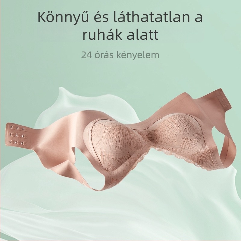 Varrat nélküli csipkés latex melltartó nőknek, emeli a kebleket és formázza a hátat, nagy méretekhez