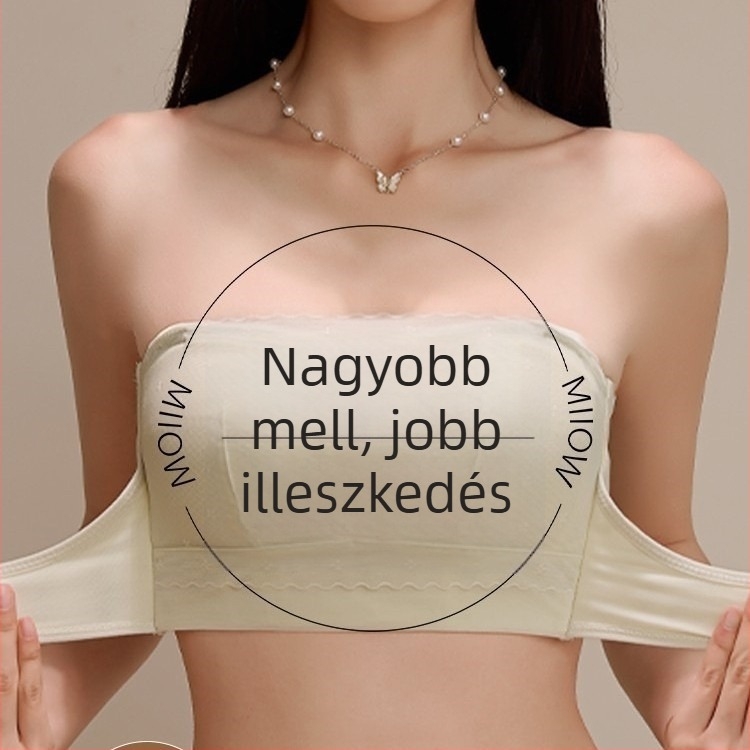 Csúszásmentes váll nélküli melltartó nőknek, teljes kosár, nagy méret, emelés és tartás, csőtop stílus, szép hát