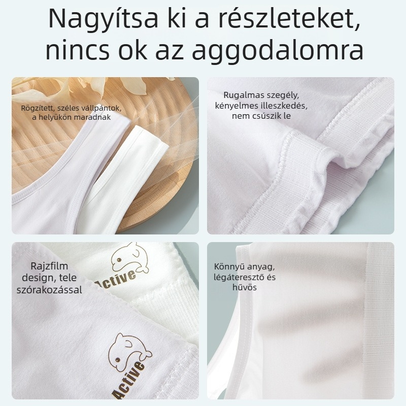 Légáteresztő melltartó, mellény-stílusú tiniknek, teljes kosár, antibakteriális 7A