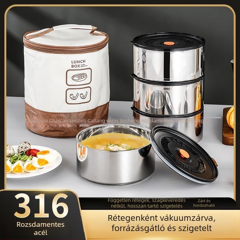 316L rozsdamentes acél vákuum ebédes doboz, többszintű szigeteléssel, bento doboz, 3 vagy 4 réteg, élelmiszer-minőségű, szivárgásmentes