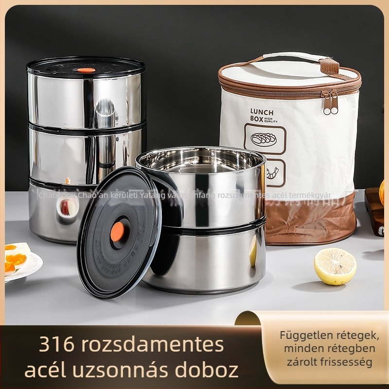 316L rozsdamentes acél vákuum ebédes doboz, többszintű szigeteléssel, bento doboz, 3 vagy 4 réteg, élelmiszer-minőségű, szivárgásmentes