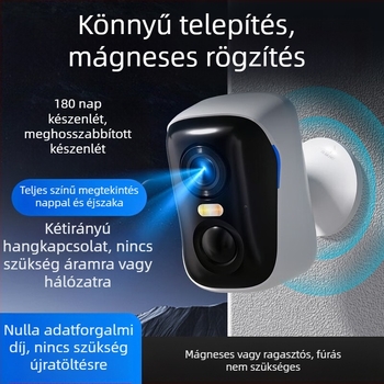 BC4 otthoni kamera AI észleléssel, vezeték nélküli, fúrás nélkül telepítés, beltéri és kültéri használat, 4G távoli megfigyelés