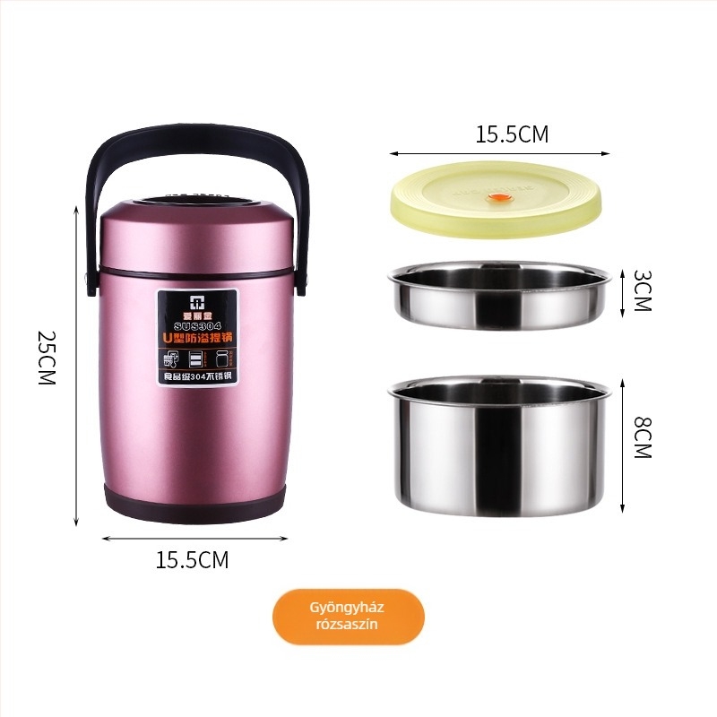 304 rozsdamentes acélból készült, tömörített vákuumos szigetelésű hordozható ebédes doboz, szivárgásmentes, diákoknak, 1.5L/2.0L/2.6L