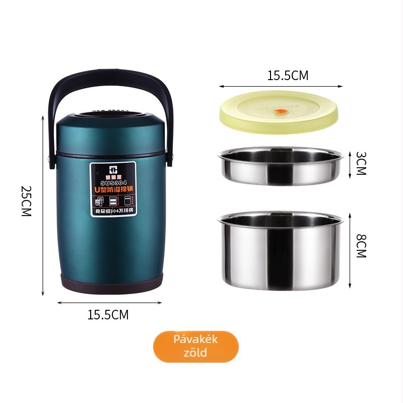 304 rozsdamentes acélból készült, tömörített vákuumos szigetelésű hordozható ebédes doboz, szivárgásmentes, diákoknak, 1.5L/2.0L/2.6L