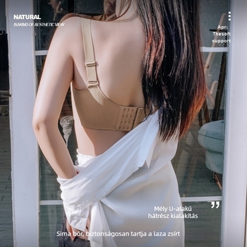 Plus-size merevítő nélküli push-up melltartó nőknek, varrás nélküli, oldalt támasztó, nagy mellhez